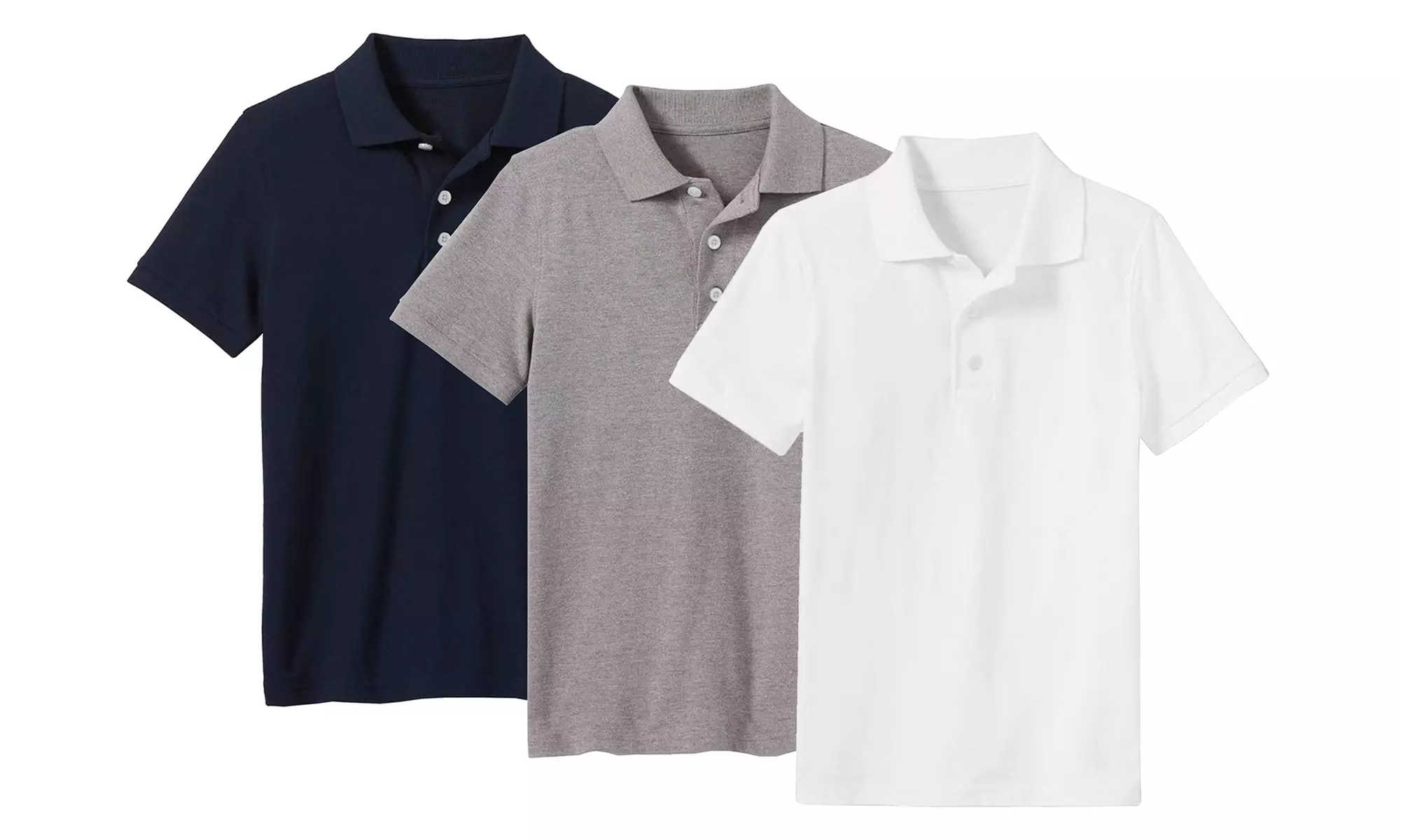 3-Pack Boy's Short Sleeve School Uniform Pique Polo Shirts (Sizes, 4-20)