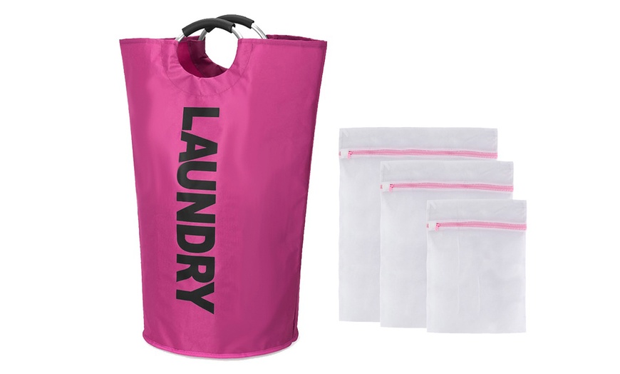 Image 17: 90L Large Laundry Basket Mesh Laundry Wash Bags for Socks Underwear Hosiery Bras