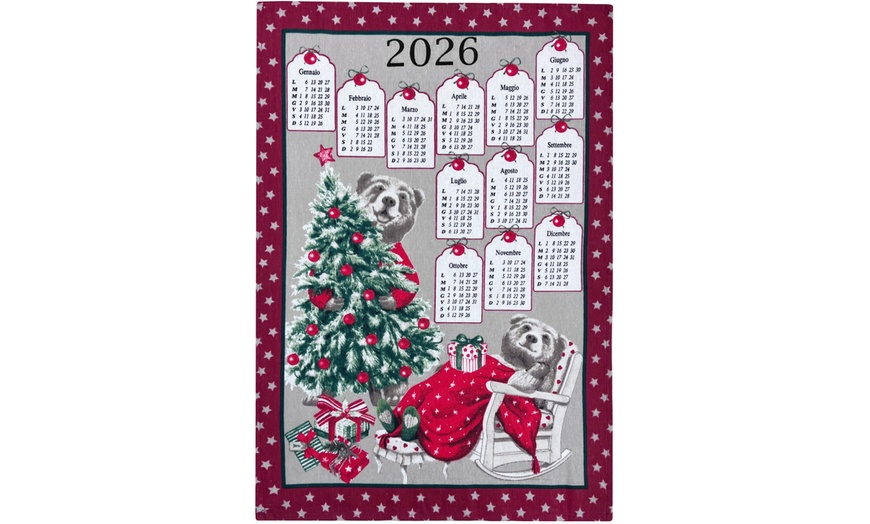 Image 6: Set di 6 o 12 strofinacci da cucina con calendario natalizio 2026