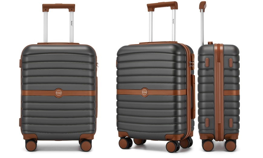 Image 26: KONO Stylish Stripe Design Suitcase with Spinner Wheels