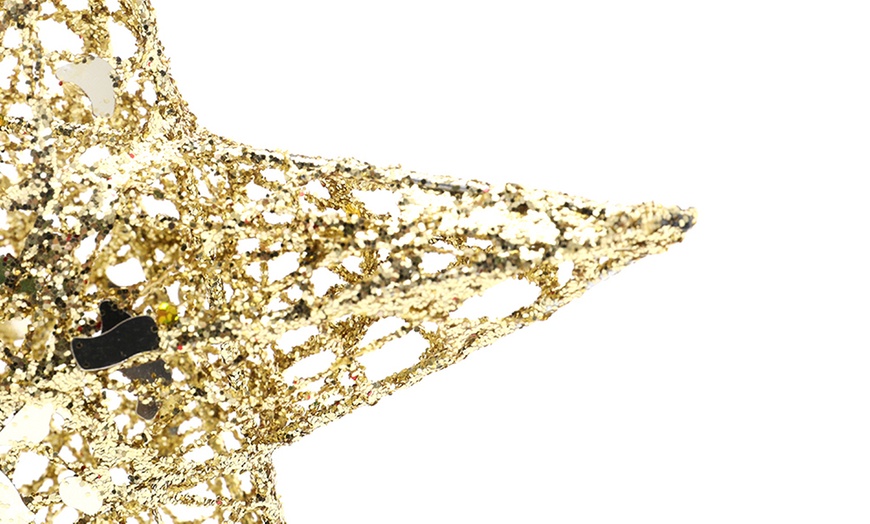 Image 8: Living And Home Christmas Star Sequins Tree Topper with LED Lights