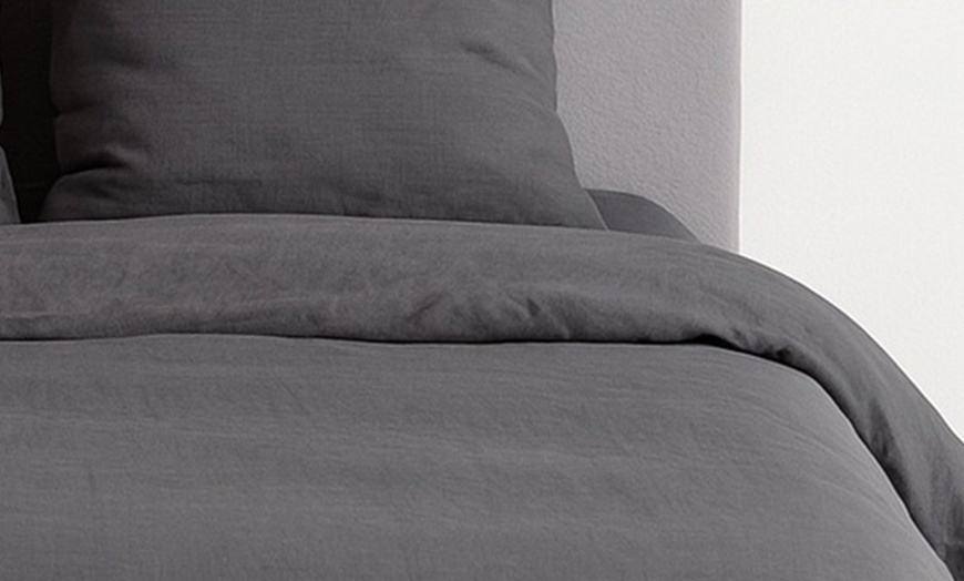 Image 3: Juego de funda nórdica UNI en acabado Micro Lavée