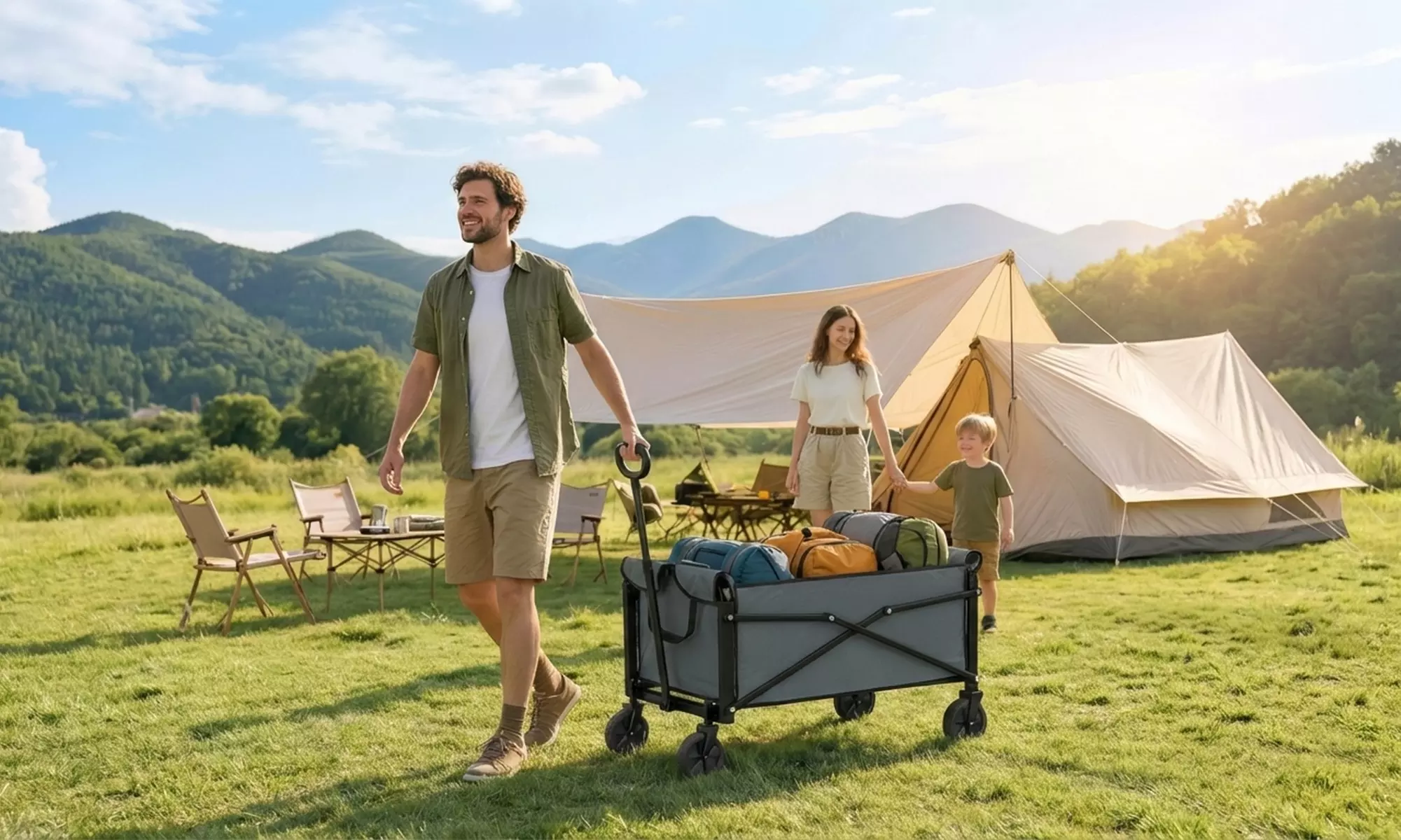 Outsunny Foldable Festival Trolley Cart with 80L Capacity