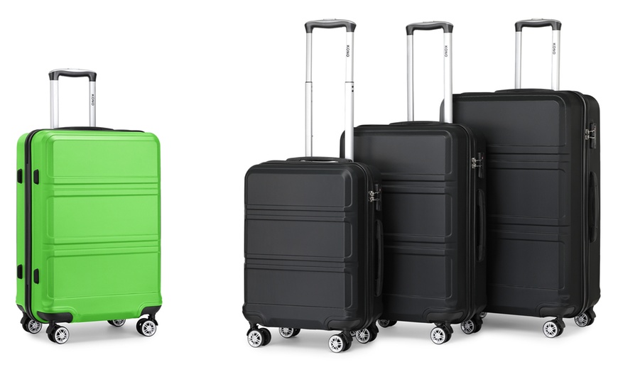 Image 1: One or Three Hard Shell Suitcases with Swivel wheels and TSA Lock