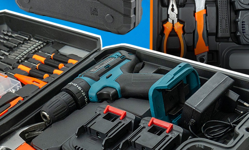 Image 2: Trapano avvitatore a doppia batteria e valigetta utensili
