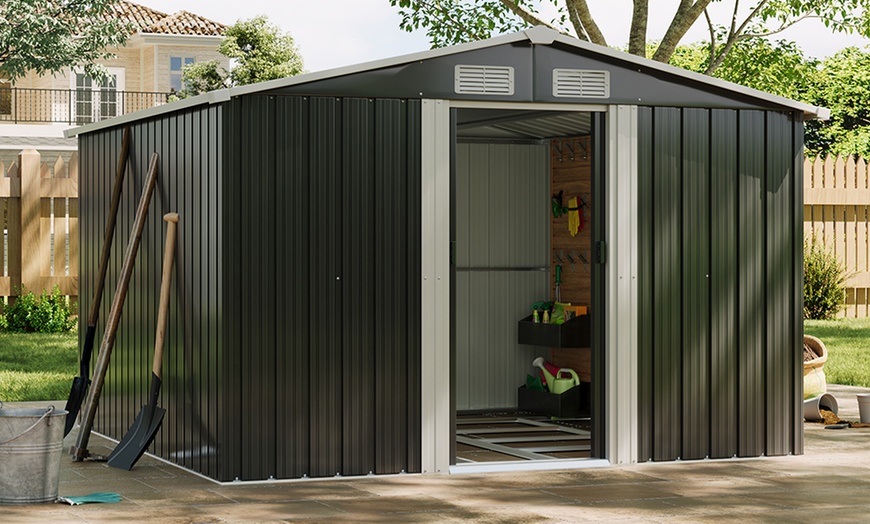Image 35: Large Metal Garden Tool Storage Shed in 6 Styles