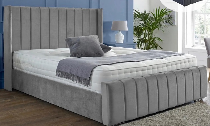 Image 1: Savoy Wingback Bed Frame