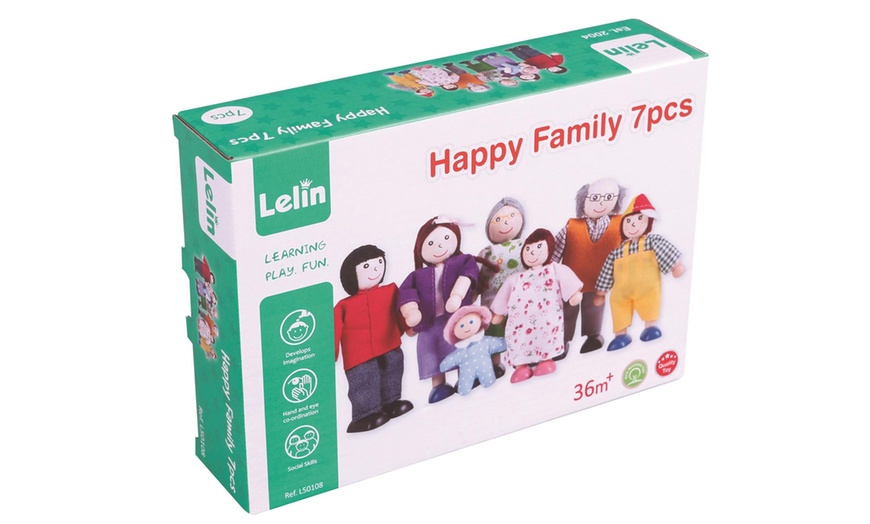 Image 2: Lelin Happy Family Wooden Toy Figures