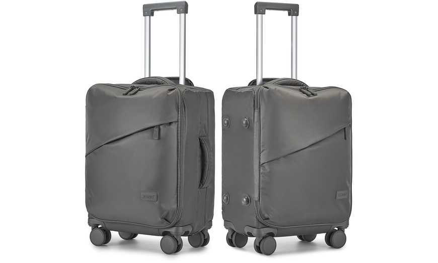 Image 17: KONO Lightweight Soft Shell Suitcase Set TSA Lock Wet/Dey Compartment