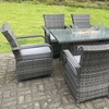 Image 1: Fimous PE Rattan-Effect Garden Furniture Gas Fire Pit Dining Table Set