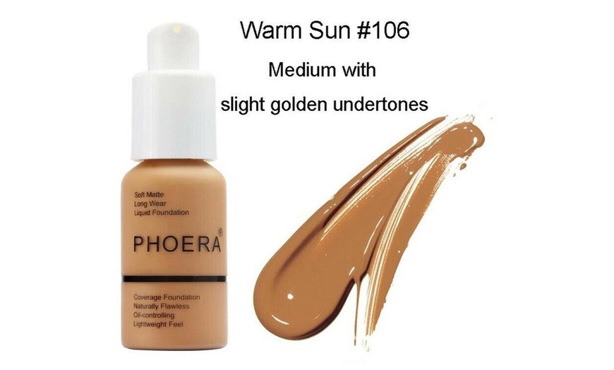 Image 7: Phoera Foundation Makeup Full Coverage Liquid Base Brighten Long Lasting Shade