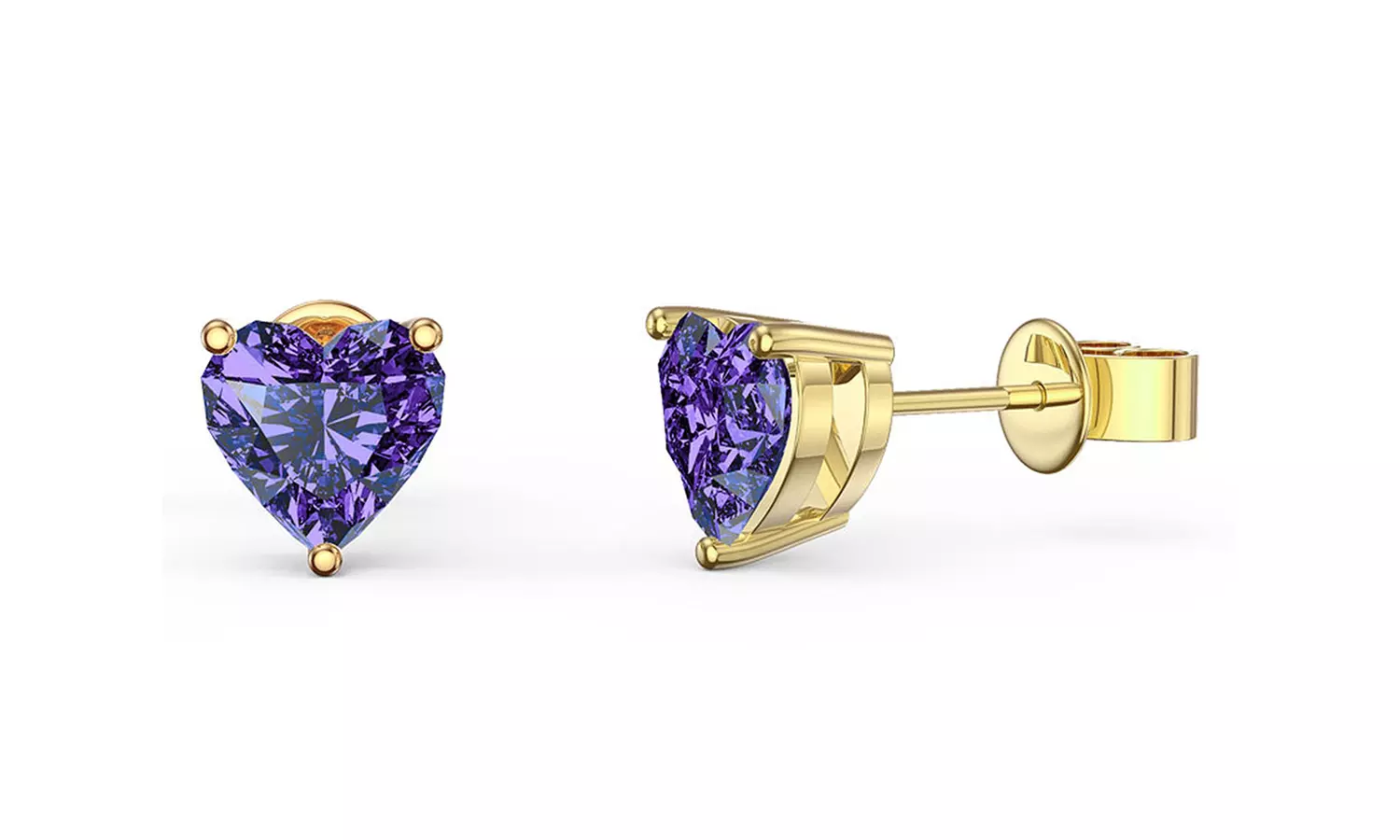 Paris Jewelry 10k Yellow Gold Plated 1/2Ct Heart Created Gemstones Stud Earrings