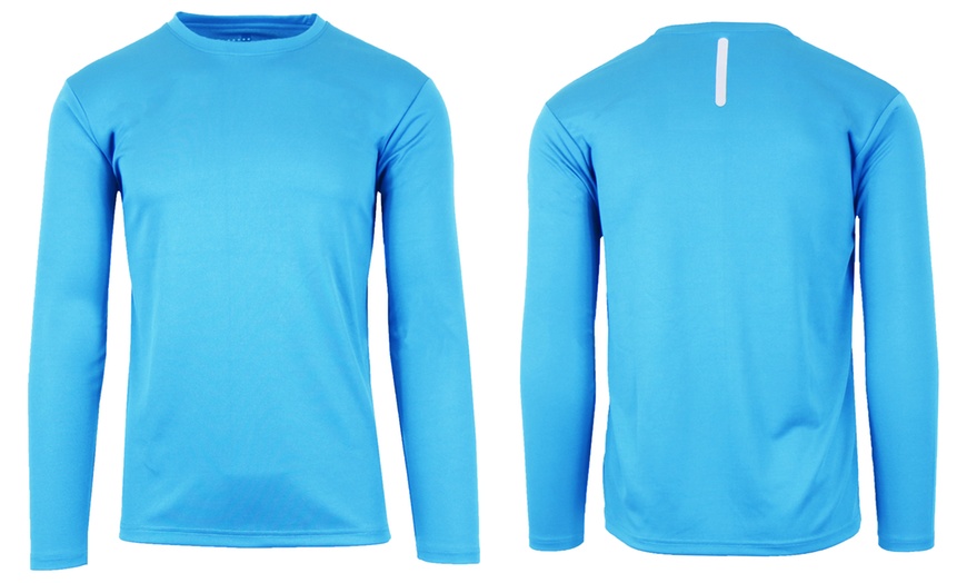 Image 7: Men's Long Sleeve Moisture Wicking Crew Neck Tagless Performance Tee