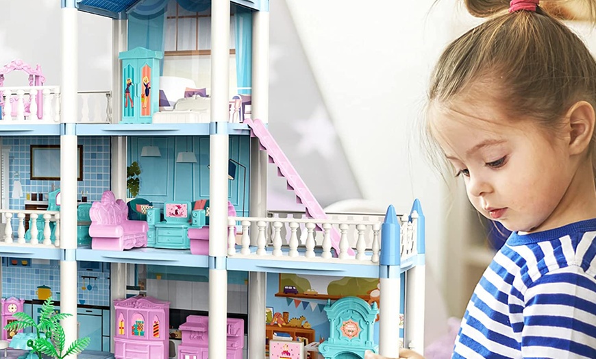 Image 14: 3D DIY Dollhouse Playset with Furniture and Figures for Kids
