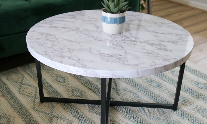 Image 1: Marble-Effect Coffee Table