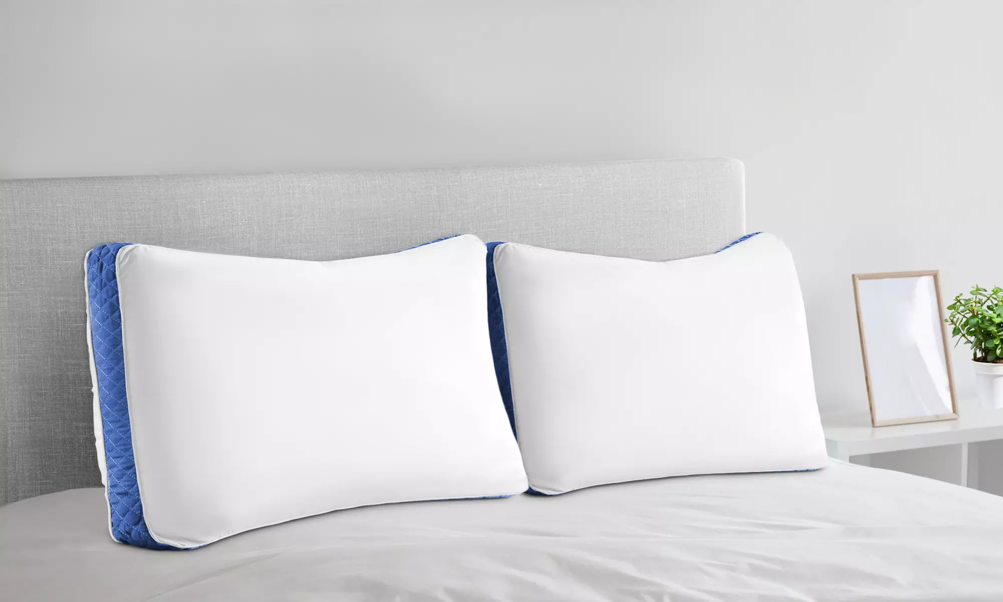 2Pack Gusseted Pillows - Microfiber Breathable Down Bed Pillow Pair by Lux Decor