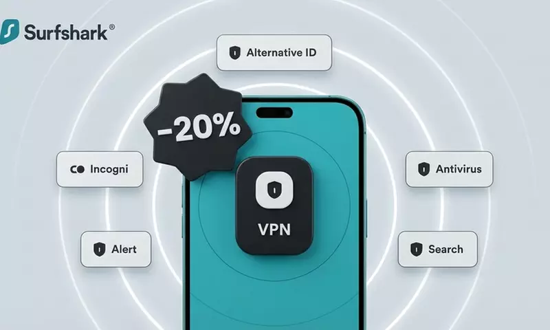 Abonnement Surfshark Starter ou One pour 1 ou 2 ans (jusqu'à22% de remise) - Primary Image