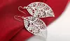  925 Sterling Silver Filigree Leaf Teardrop Dangle Drop Earrings
