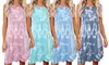 Women's Sleeveless Casual Loose Swing T-Shirt Dress Tie Dye Tunic Summer Dress