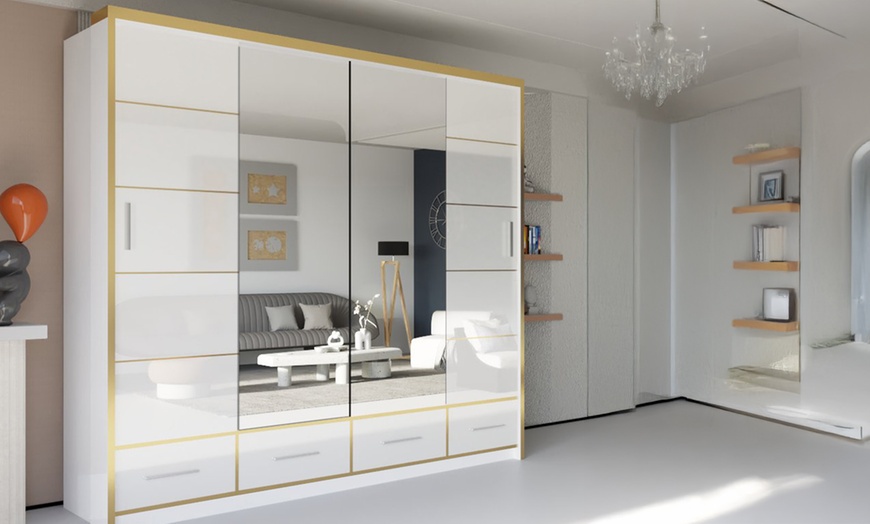 Image 10: Sweden Modern High Gloss Wardrobe with Drawers