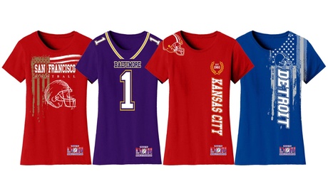 Women Road to Football Championship T-Shirt (S-2XL) S (2-4) Vintage USA Flag - Baltimore - Purple