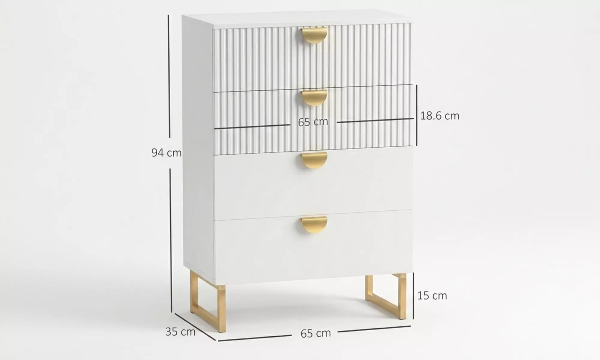 HOMCOM 4-Drawer Chest Collection – Modern Storage with Gold Accents