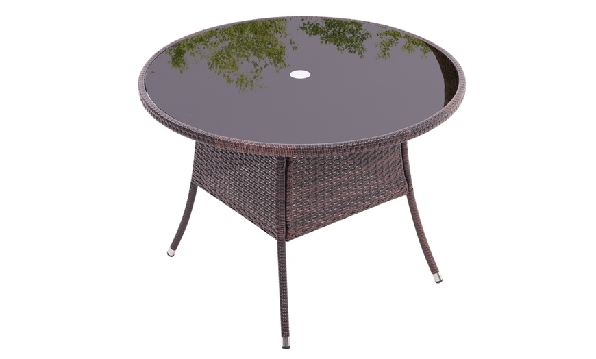 Image 4: Outdoor Garden Rattan Effect Tempered Glass Coffee Table with 6 Styles