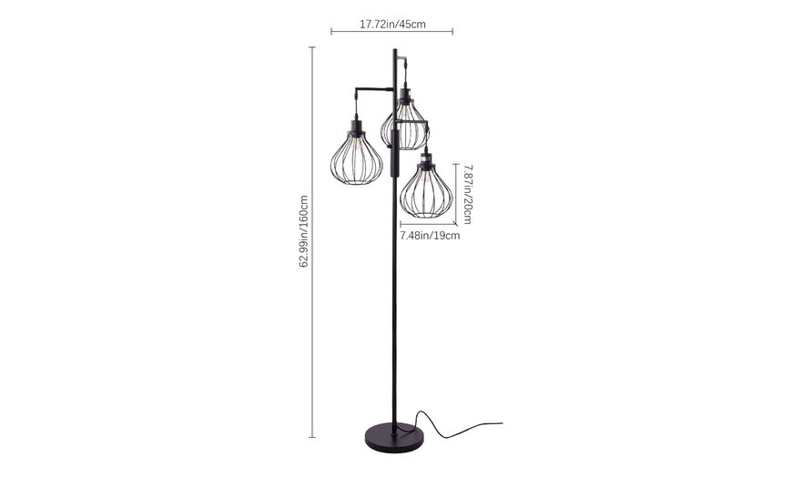Image 9: Living And Home 3-Head Adjustable Iron Floor Lamp
