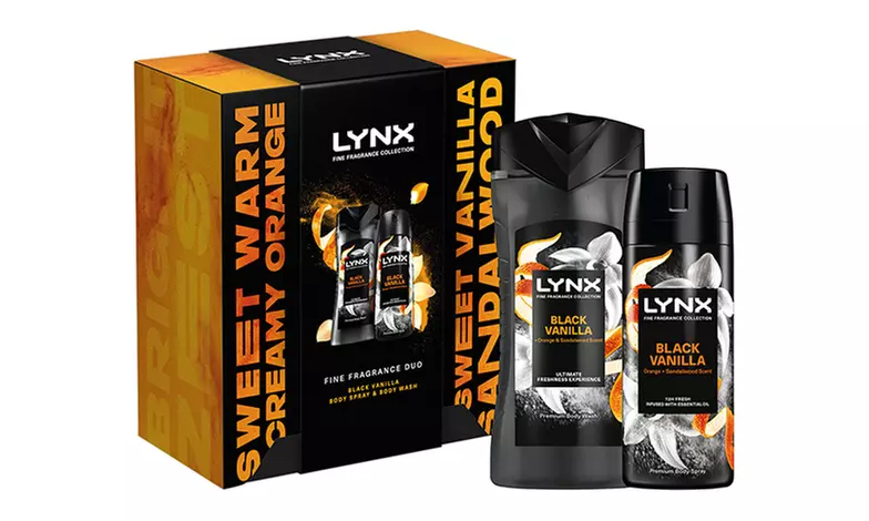 Up to Four Lynx Black Vanilla Duo Gift Set of Body Spray and Wash