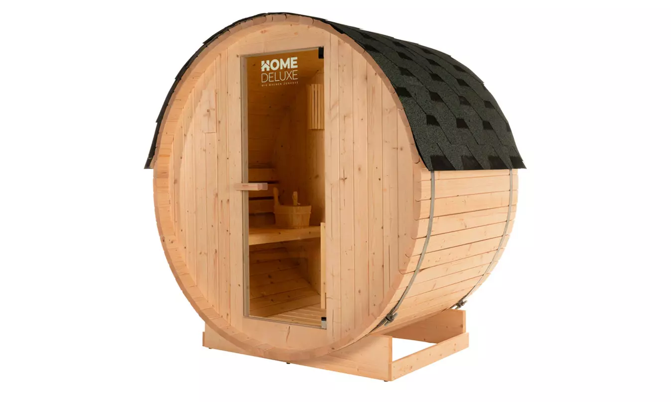 Home Deluxe Outdoor Fasssauna LAHTI für 2 Personen inklusive Zubehör