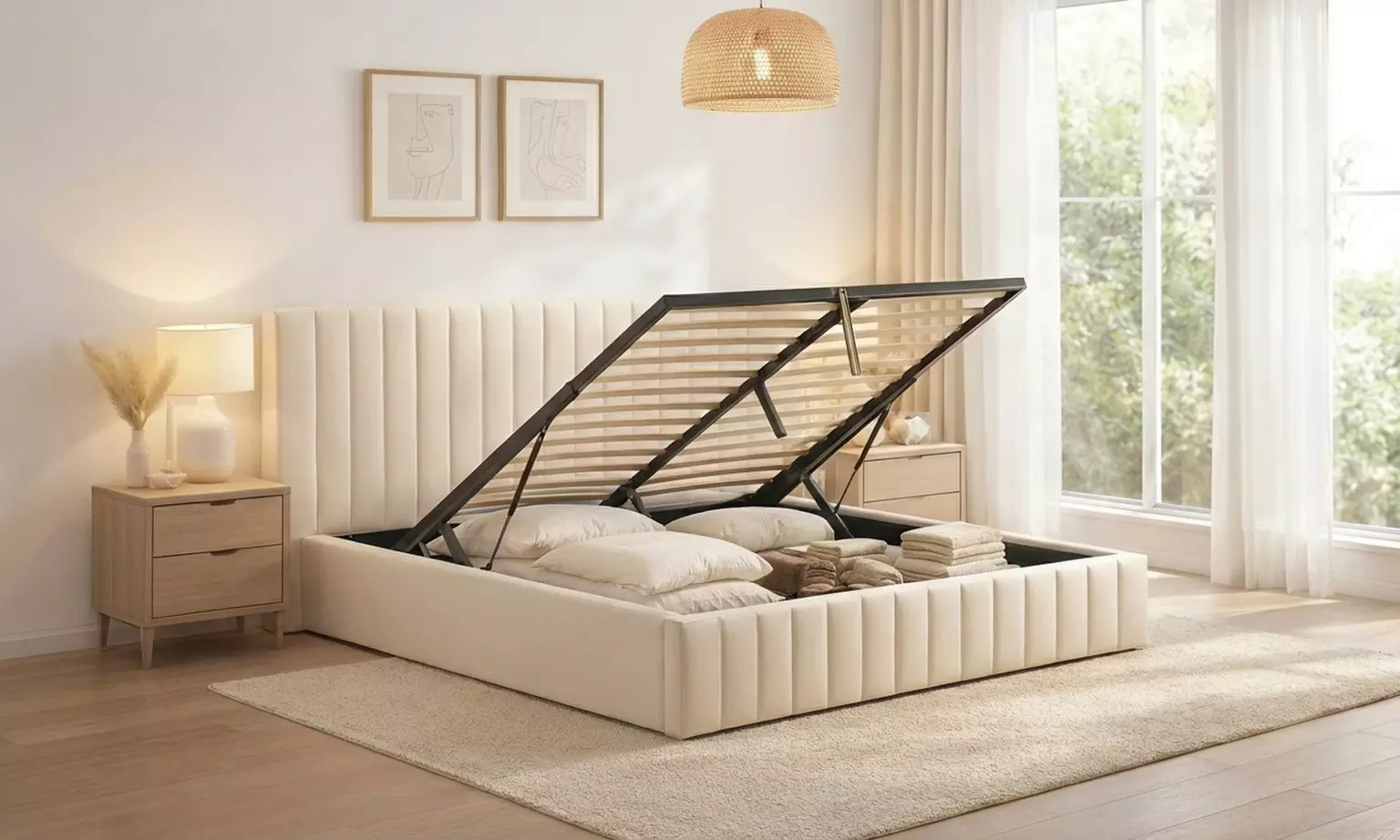 Lit coffre Trocadéro en velours avec tête de lit