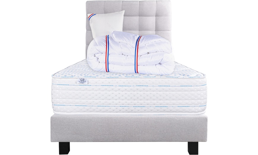 Image 2: Matelas 24/30 cm avec sommier, tête de lit et couette Luxury Literie