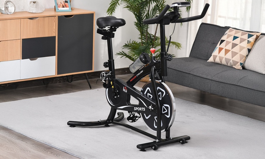 Image 7: HomCom Indoor Exercise Bike for Spin Classes or Low Impact Exercise