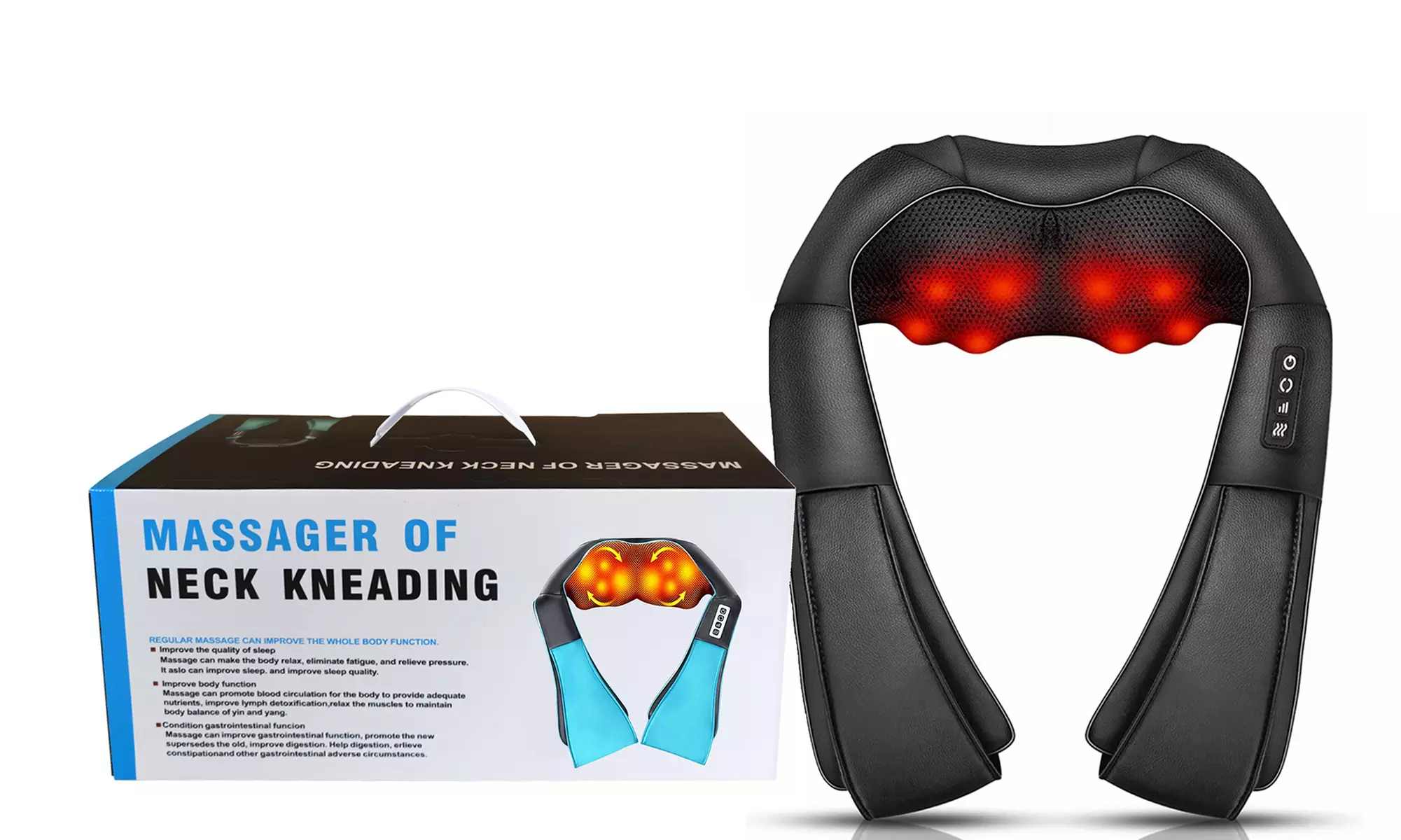 Electric Neck Shoulder Massager with Heat Deep Tissue Kneading Massager Pillow