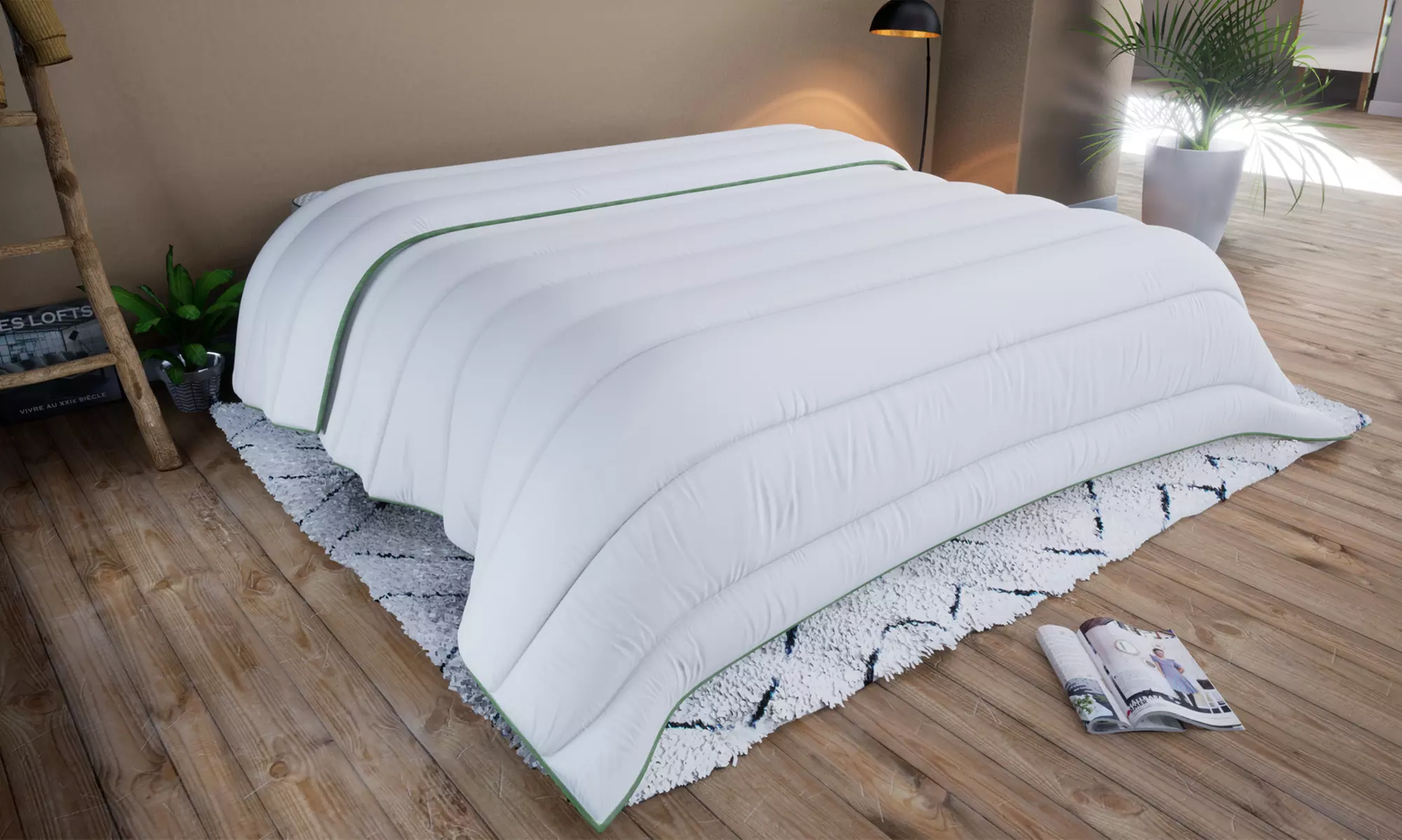 Couette chaude 100% solution naturelle anti-acariens 400g option oreiller(s) 60x60cm, dimension au choix - Primary Image