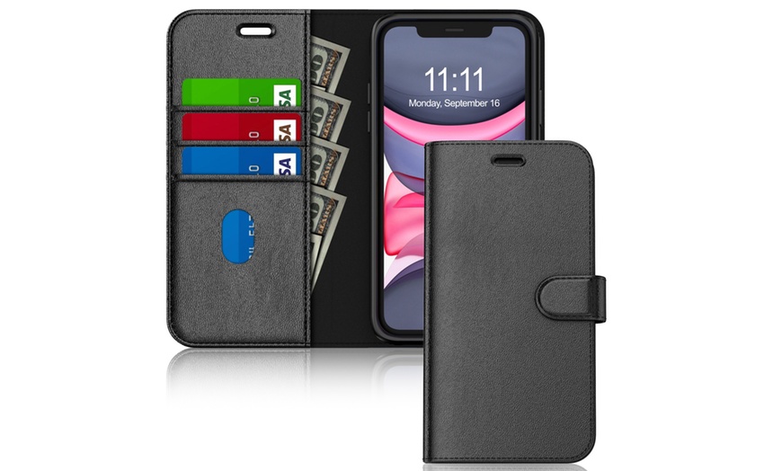 Image 9: Wallet Case for iPhone 11with Card Holder and Stand