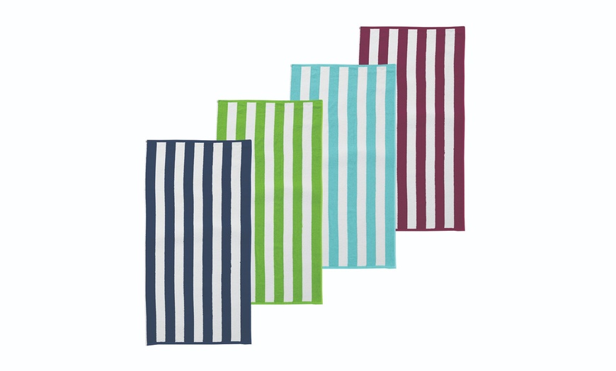 Image 12: 4 Pack Premium Cotton Cabana Beach Towel