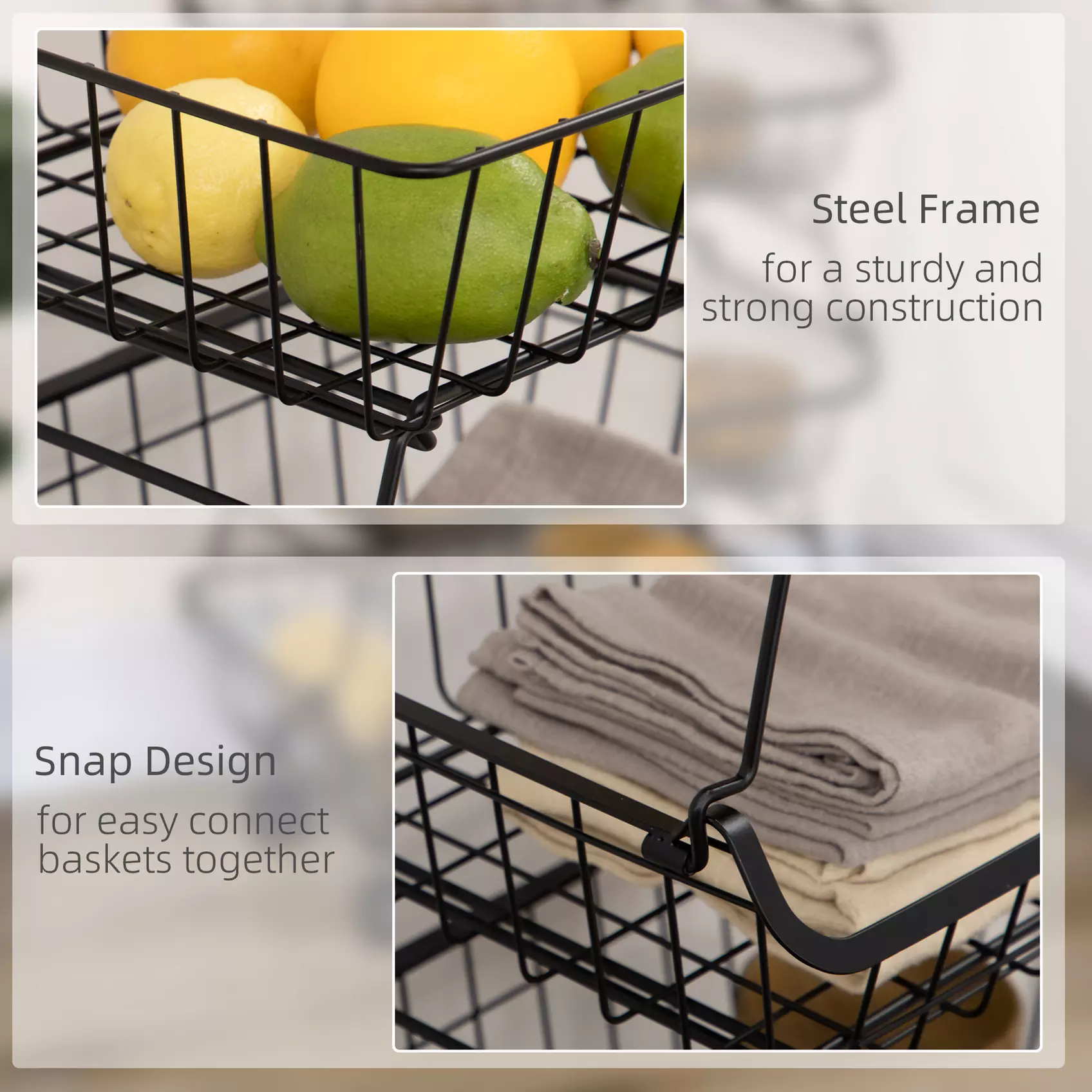 HomCom 5-Tier Steel Storage Trolley with Wheels in Black