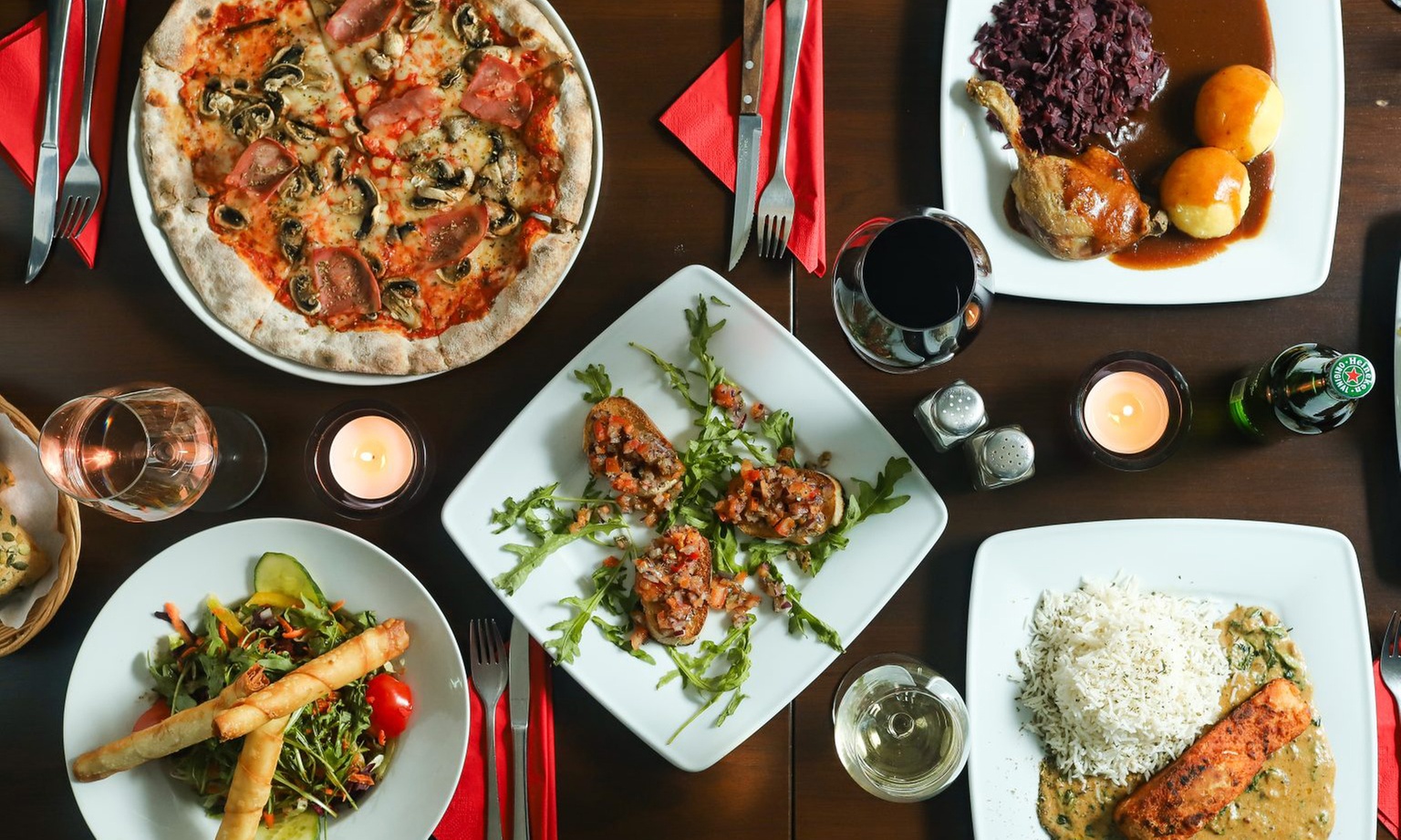 3-Gänge-Menü mit Pizza oder Pasta für 2 oder 4 Personen