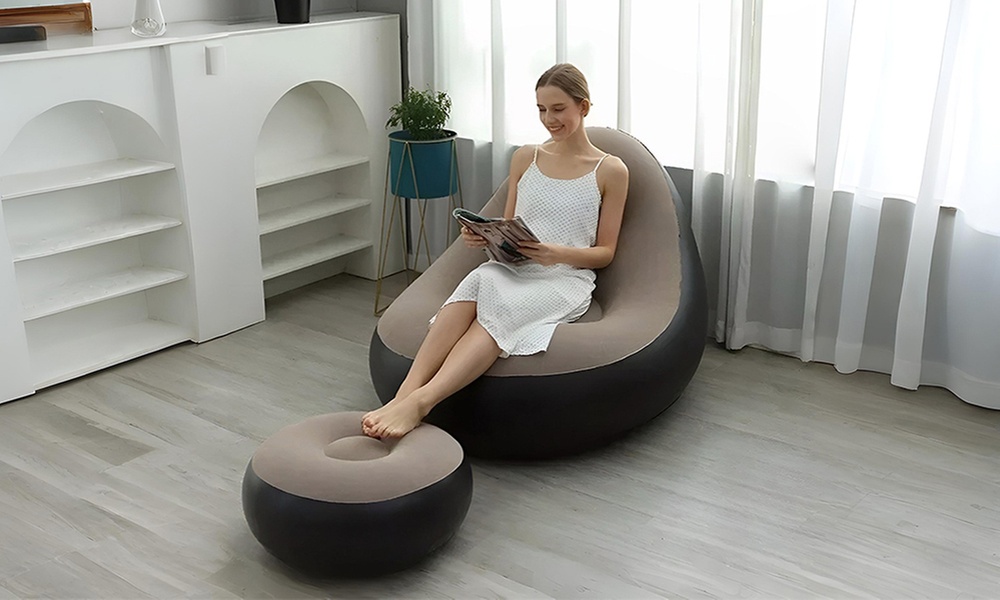 Fauteuil gonflable avec repose-pieds