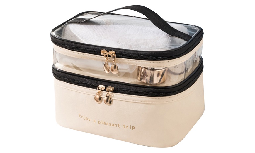 Image 10: Double Layer Makeup Organizer Bag