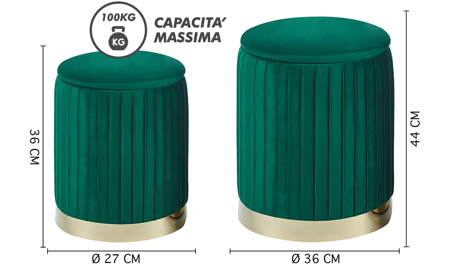 Velours poef met bergruimte