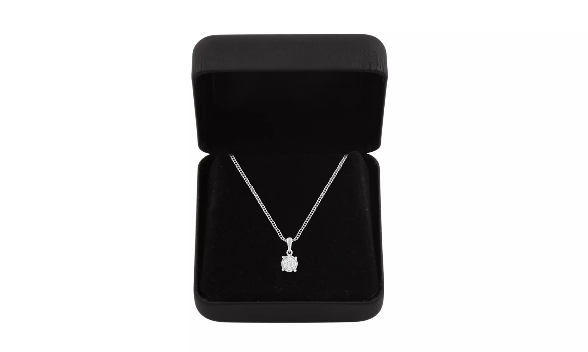 Sterling Silver Miracle Plated Round Diamond Cluster Pendant Necklace for Women