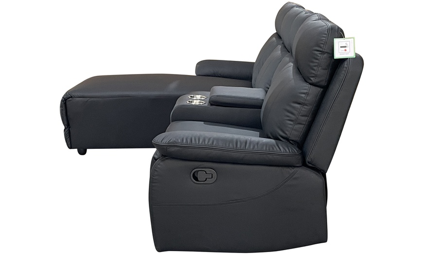 Image 6: DS Living Sorento 3 Seater Leather Corner Reclining Sofa