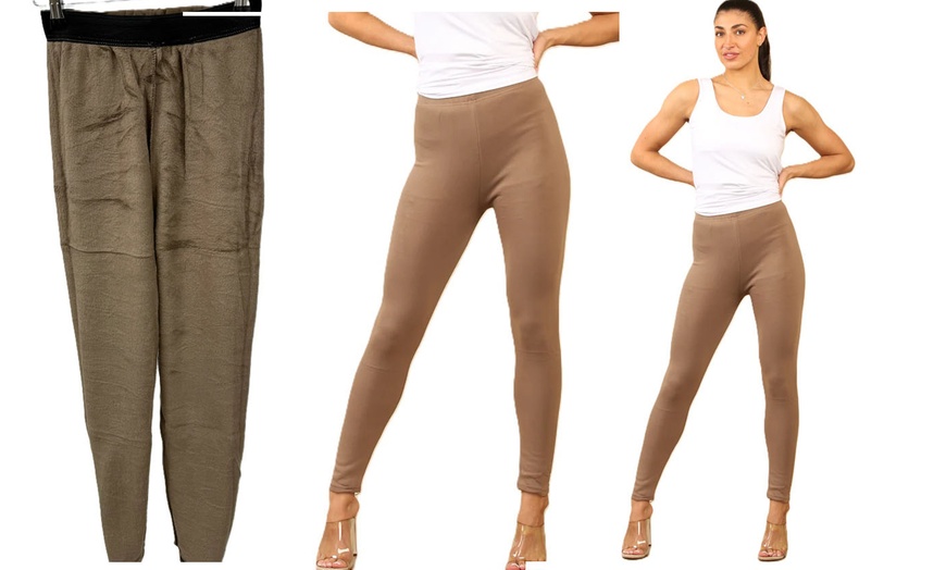 Image 9: Thick Fur Lined Leggings in Regular and Plus Sizes