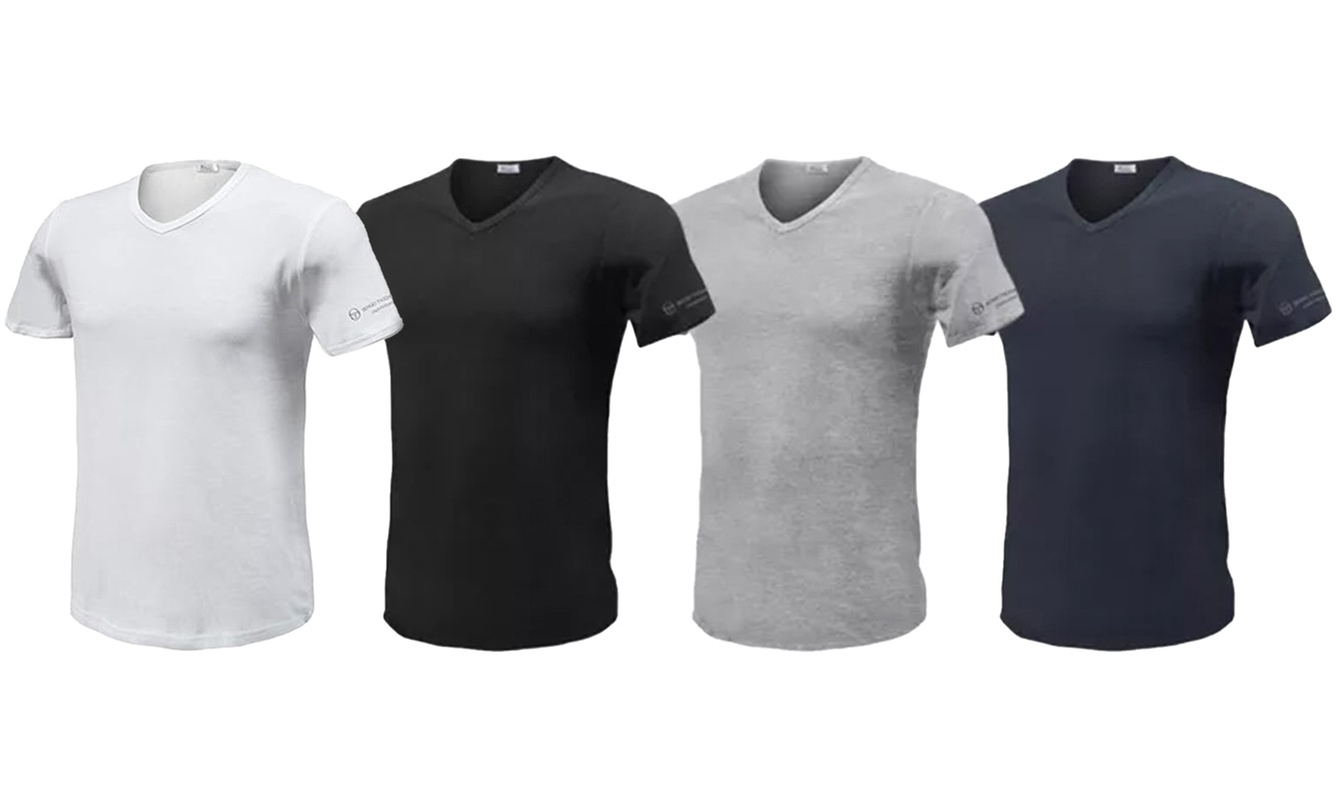 3x, 6x oder 12x Sergio Tacchini T-Shirt mit V-Ausschnitt für Herren