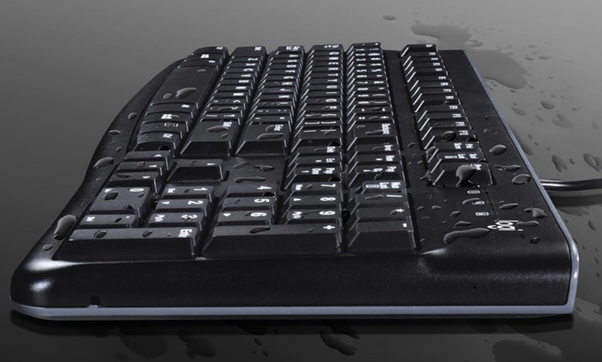 Image 1: Logitech K120 Black Wired Keyboard 