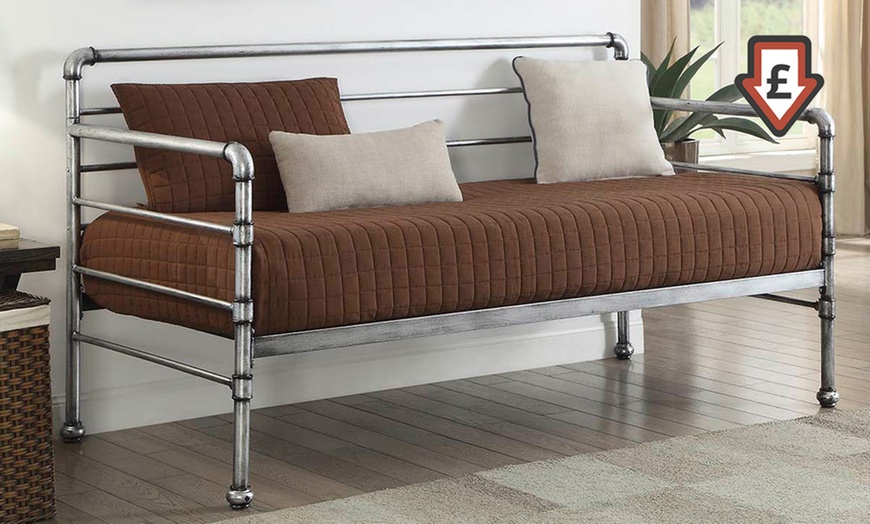 Image 1: Industrial Pipe-Styled Metal Bed