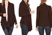 Women's Long Sleeve Draped Neck Open Front Solid Cardigan - Second Medium