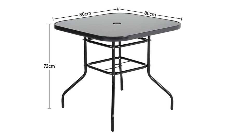 Image 11: Black Tempered Glass Coffee Table with Umbrella Hole 